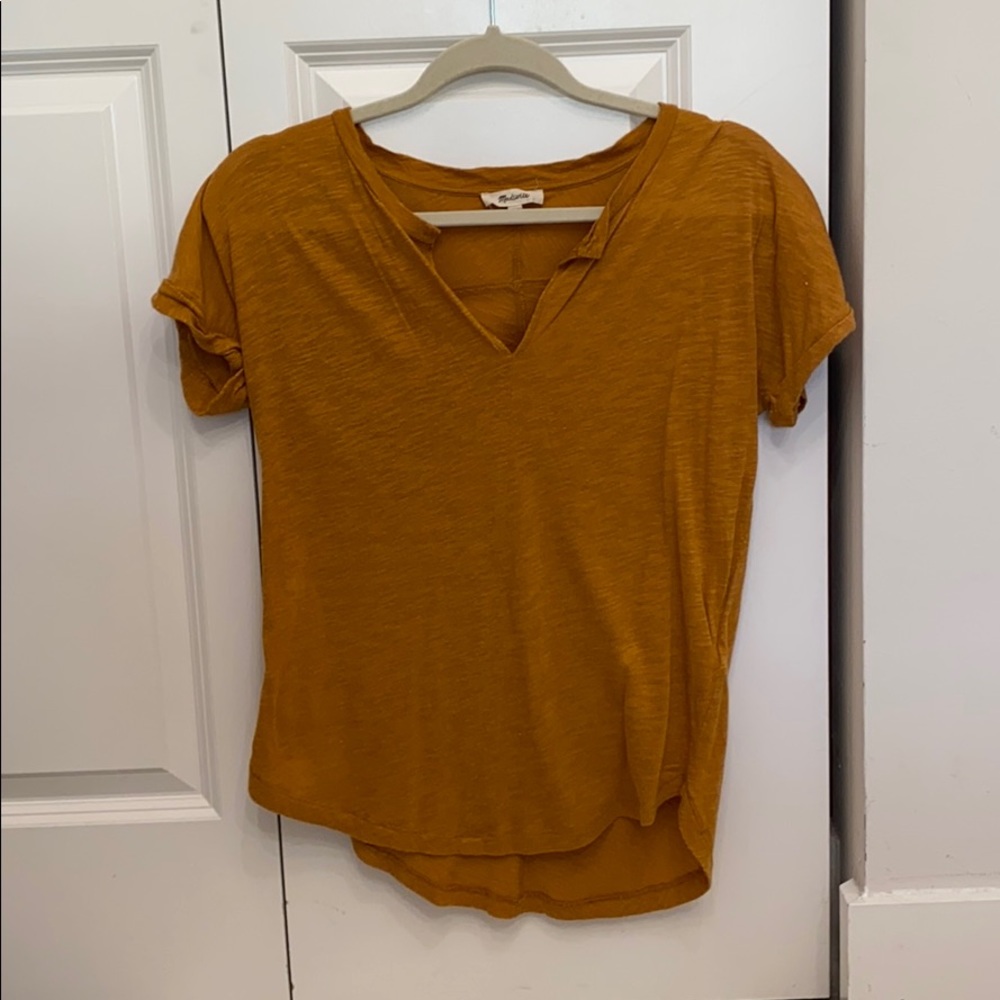 Madewell mustard blouse short sleeve